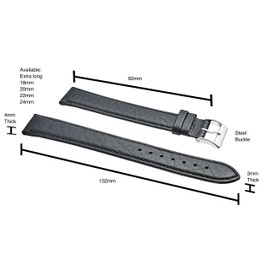 Alpine Black Soft-Stitched Semi-Padded Genuine Leather Buffalo Full Grain Leather Watch Band | Replacement Watch Band | Premium Long Leather Watch Strap for Men | 22XL Watch Strap for Wider Wrists