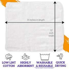 GREEN LIFESTYLE White Shop Towels 12x14, 50 Pack, 100% Cotton Super Absorbent & Durable Shop Rags, Reusable Shop Rags Bulk, Multipurpose Cleaning Towels for Automobiles, Industries, Garage and Home