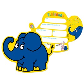 DH-Konzept 8 Invitation Cards "Die Sendung mit dem Elephant" for Children's Party and Children's Birthday Parties | The Mouse Elephant Laughter and Fact Stories Invites Children's Party Set