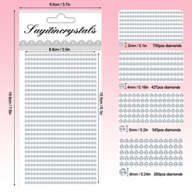 AIBEE Face Gems 1792pcs Self Adhesive Face Jewels, 3/4/5/6mm Gem Stickers Gems Stick On Crystal Rhinestone Stickers for Face Eye Body Hair Nails Make up and Craft DIY with Pick-Up Tweezer