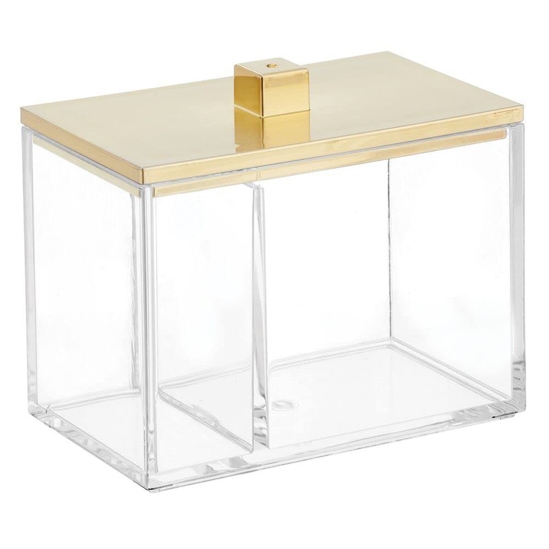 mDesign Modern Square Bathroom Vanity Countertop Storage Organizer Canister Jar