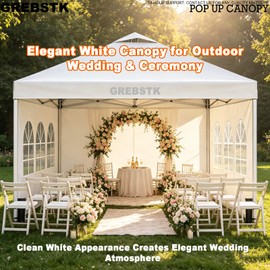 GREBSTK 10x10ft Pop Up Canopy Tent with Sidewalls, Instant Setup, 10 Person