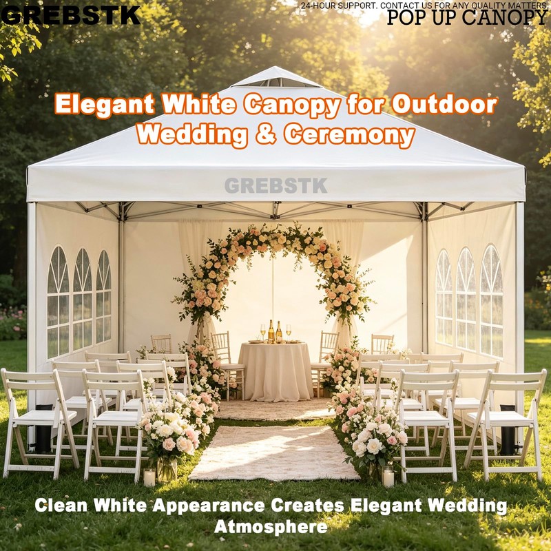 GREBSTK 10x10ft Pop Up Canopy Tent with Sidewalls, Instant Setup,