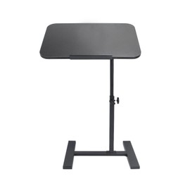 Simcat Height Adjustable Overbed Bedside Table with Wheels, Rolling Mobile Laptop Computer Standing Desk Cart with Tray Hospital/Home Use (Black Frame)