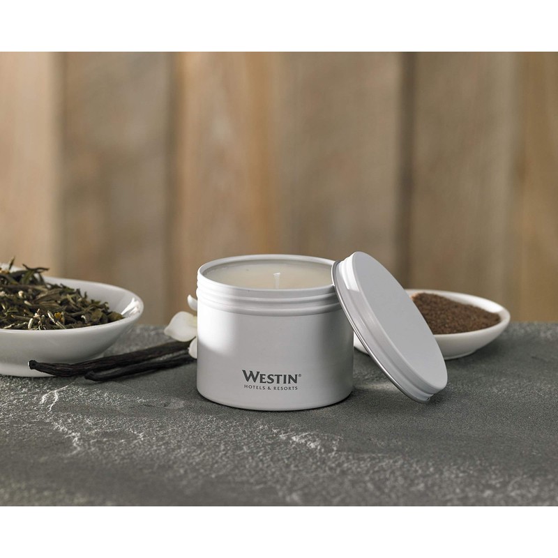 Westin White Tea Candle in a Tin - Hand-Poured, Soy