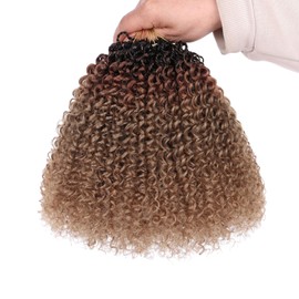 Samtress 8 Inch Omber Micro Curly Crochet Hair 8 Packs Pre Looped Micro Twist Kinky Curly Crochet Hair Synthetic for Women (#1B3027)