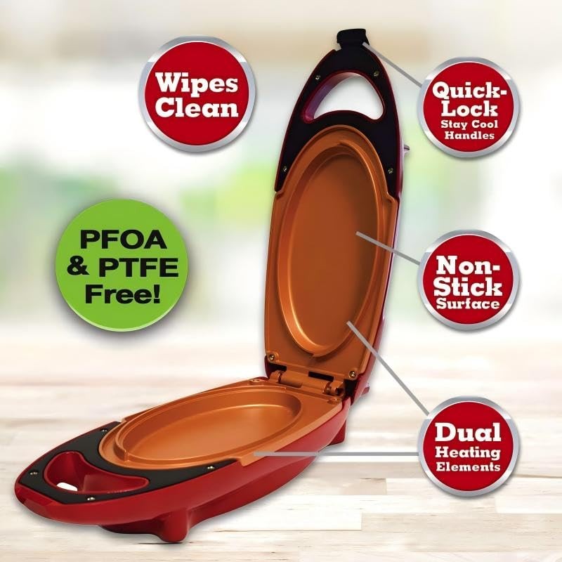 Candora Red Copper 5 Minute Chef Electric Frying Pan Smokeless