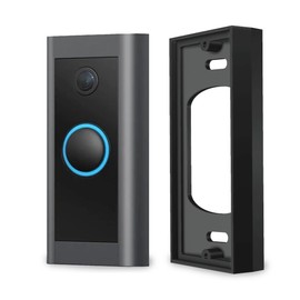 Gestech Angle Mount Wedge Compatible with Smaller Doorbell RingWired, Flush Fit, Mounts Right Or Left (15° Angle Mount V2, Black)