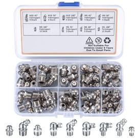 YOUYIDUN - 60Pcs Metric Grease Fittings Kit,Straight and Angled Grease Zerk Kit, M6 M8 M10 180 45 90 Degree Hydraulic Grease Zerk Assortment for Angled Grease Guns Mechanical Component Lubrication
