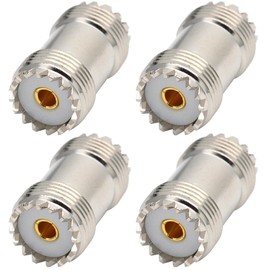 tunghey 4Pack PL259 Barrel Connector, UHF Female to Female Coax Coaxial Adapter Coupler for CB Ham Radio Antenna, SWR Meter Cable Extention