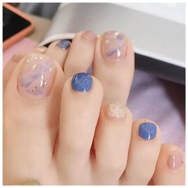 MISS MUMU ネイルチップ 足 24枚入 ネイルチップ ショート 春夏 シンプル かわいい 人気 ネイルシール 花嫁ネイル 光沢 つけ爪 成人式 結婚式 入学式 卒業式 パーティー できます フット用(夢-J0254)