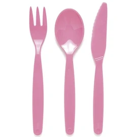 Small Pink Children's Cutlery Set - Reusable Virtually Unbreakable Polycarbonate