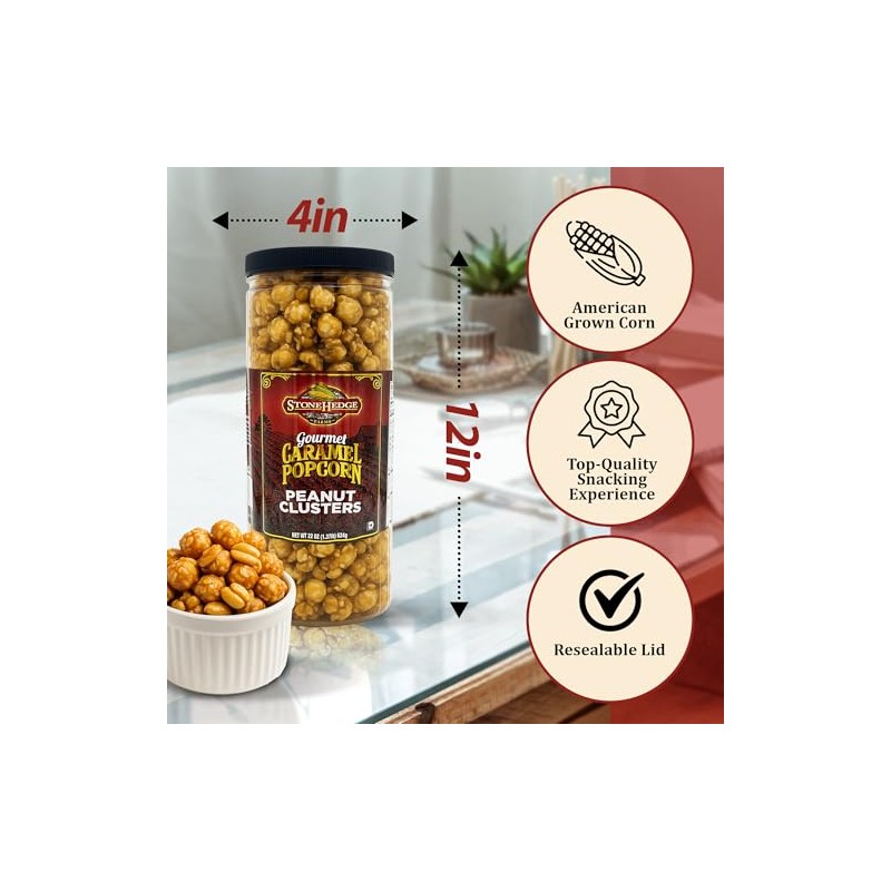 Stonehedge Farms Gourmet Peanut Caramel Popcorn Clusters | 20 oz