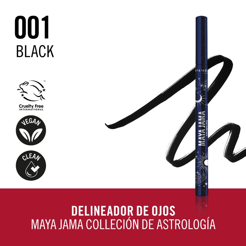 RIMMEL MAYA JAMA Wonder Ink Eyeliner 001, Black, 0.04 fl