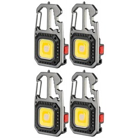 Cob Keychain Work Rechargeable Flashlight 6 Modes,4 in1 Screwdrivers 7in1 Wrench 1bottle Opener 1window-Breaking hamme for Camping, Fishing, Repair Walking Emergency 500 Lumen (4)