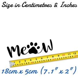 Pack of 2 Cat Meow Print Cute Stickers - Easy-to-Apply - Waterproof Decal - Cars, Vans, Water Bottles, Mirrors, Laptops, Fun Gifts (Black)