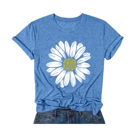 BAOKUAN Women Trendy Tops Sunflower Graphic Loose Summer Tees T-Shirts Blouse