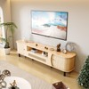 Fluted TV Stand - Modern Wooden Freestanding Entertainment Center Sliding
