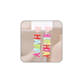 Birthday Earrings for Women, Cute Candy Colorful Letter Paperclip Link Ball Dangle Acrylic Earrings Statement Rhinestone Earring for Teen Girls Jewelry Gifts (Birthday1)