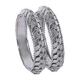 Bodha Traditional Indian Antique Gold Oxidised Fancy Traditional Kada Bangle Set for Women (Set of 2 Bangles) (SJ_3372_G_2.6)