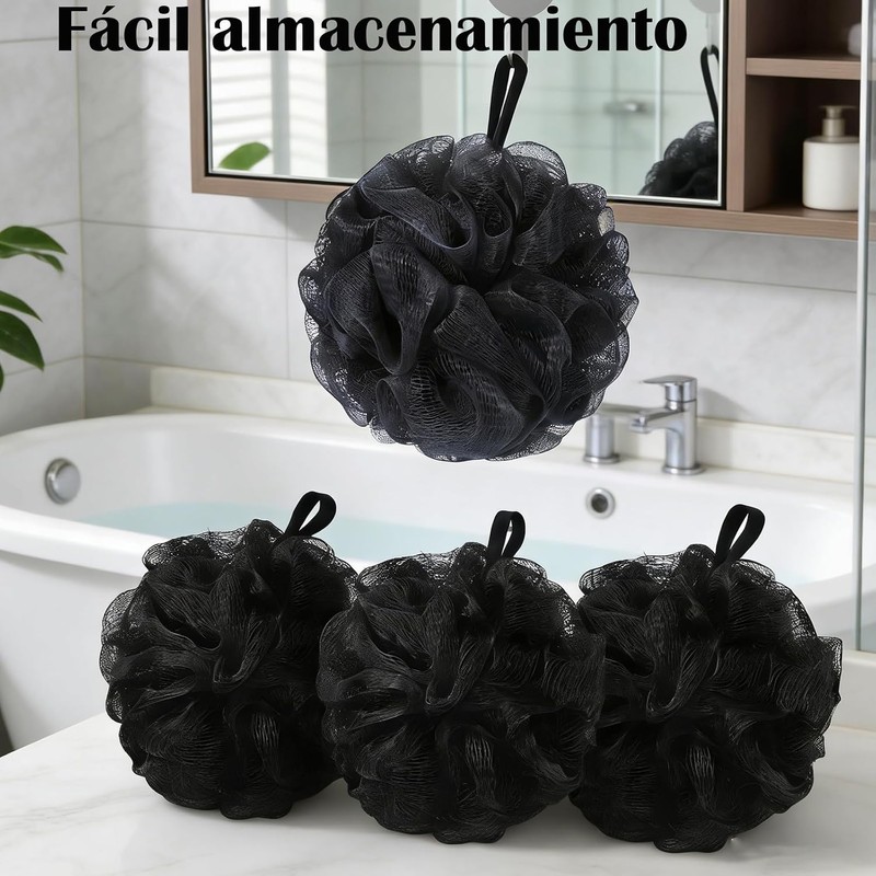 Esponjas de Baño Negras Set de 4 - Lufa Exfoliante