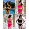 Black Women's One Shoulder Bikini Set High Waisted Bathing Suit