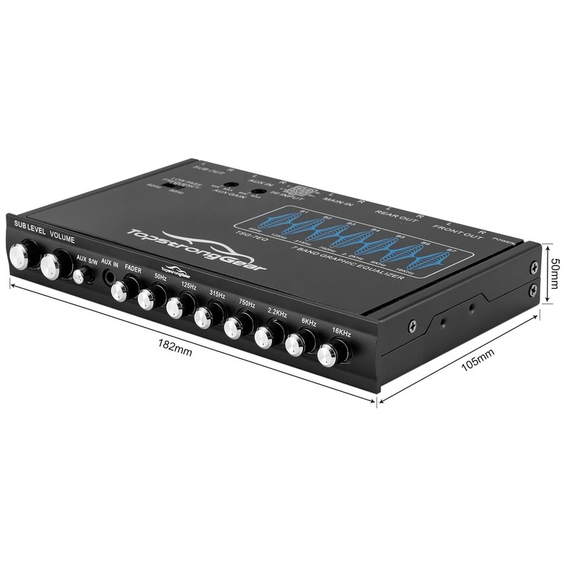 TOPSTRONGGEAR TSG7EQ 7-Band Car Audio Graphic Equalizer with Front 3.5mm