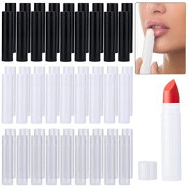 MirraSwit Pack of 54 Empty Lipstick Sleeves for Filling Yourself, Lipstick Sleeves Lip Balm Refillable for DIY Homemade (Transparent White Black, 5 g)