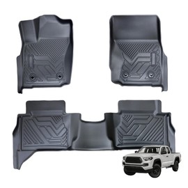 Compatible with Toyota Tacoma Floor Mats 2014-2021 Custom TPE Floor Car Mats with Waterproof 3PCS Set Anti-Slip Liners Durable fit Tacoma Accessories.