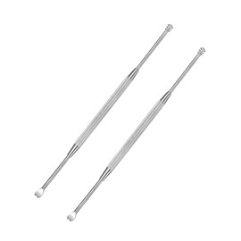 FUYUERO Stainless Steel Ear Peel, 1 Spoon, Screw, Ear Cleaning, Earwax, Spiral, Easy to Hold, Durable, Portable, Ear Cleaning Tool (2)