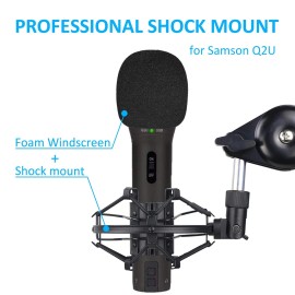 SUNMON Q2U Microphone Shock Mount Holder with Foam Windscreen for Absorbe Vib...
