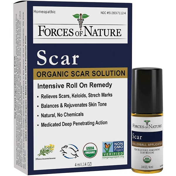 Forces Of Nature -Natural, organic scar Treatment (4ml) Non Gmo, No Chemicals -Reduce Appearance Of Scars Associated With Keloids, Surgery, Atrophic Acne, Burns, Hypertrophic Injuries, Stretch Marks