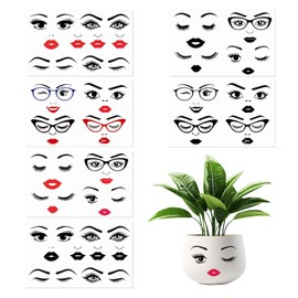 Shimmerz Face Stickers for Crafts, Lips, Mouth, Eyes, Eyebrows, Nose Stickers, Make a Face Sticker for Holiday, Party Accessories, DIY Crafts, Flower Pots, Pack of 6