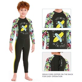 Kids Girls Boys Wetsuit Full Body Neoprene Thermal Swimsuit 2.5MM for Toddler Youth Children Teen, Long Sleeve Child Scuba Diving Surf Suit One Piece Sun Protection for Water Sports (Grey, L)