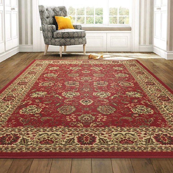 Ottomanson Ottohome Collection Oriental Design Rug, 3 ft 3 in x 5 ft 0 in, Red Persian