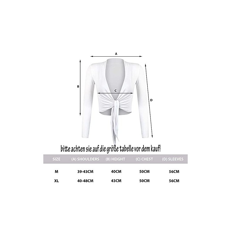 Gloop Women's Beautiful Elegant Long Sleeve Bolero Jacket Knot -