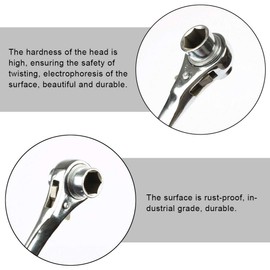 TOOLSTAR Podger Wrench 19x24mm Hex Scaffolding Ratchet Wrench Ratchet Wrench Tool for Household Garage Workshop (Silver)