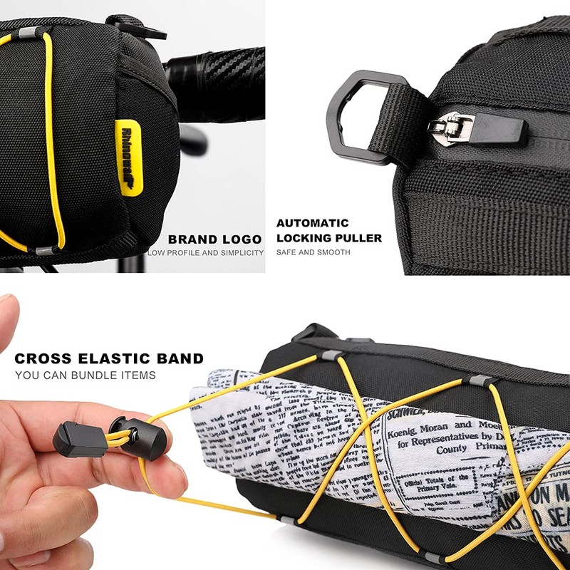 Rhinowalk Bike Handlebar Bag, Bicycle Front Bag Frame Storage Roll