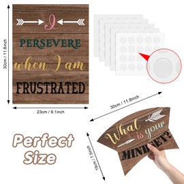 17 Pieces Growth Mindset Poster Set Bulletin Board Display Decoration Positive Mindfulness Inspirational Classroom Pack with Glue for Elementary and Middle School Wall (Retro Style)