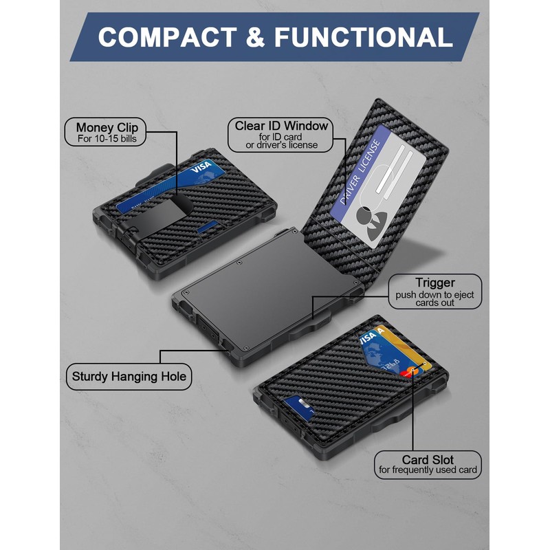 GHUKY Wallet for Men, Minimalist Slim Mens Wallet with Money