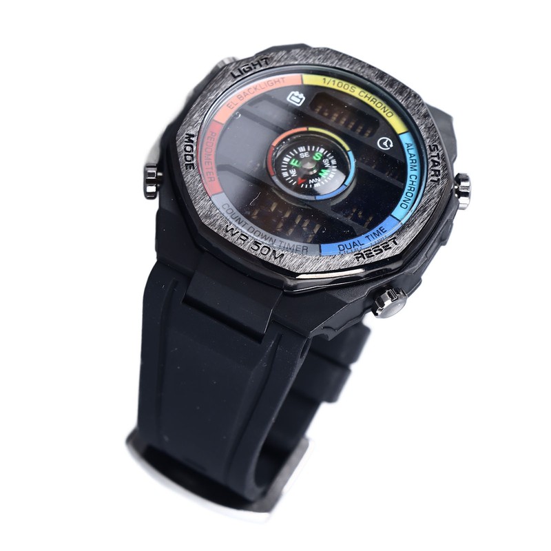 Outdoor Sports Electronic Watch Multifunctional Stylish Pedometer Compass Luminous Waterproof
