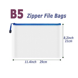 COWORK-UP 10PCS B5 Plastic Wallets 11.4" x 8.2" Zip Bag Mesh Pouches for Art & Crafts, Cross Stich Storage, B5 Zipper File Bags Office Travel Organiser