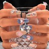 Sethexy Colourful Rhinestone Long Coffin False Nail 3D Crystal False