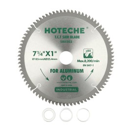 Hoteche TCT Circular Saw Blade 185 mm x 25 4 mm 80Z for Aluminium and Plastic SK5 1 4 mm Thick OKE402 Head Maximum Speed 8200 Umin for Precise Cuts Circular Saw Blades Saw Blade