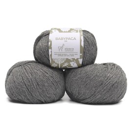 100% Hilo de lana de Alpaca bebé Juego de 3 madejas (150 gramos) Peso DK - Hecho en Perú - Celestialmente suave y perfecto para tejer y crochet (Gris suave, DK)
