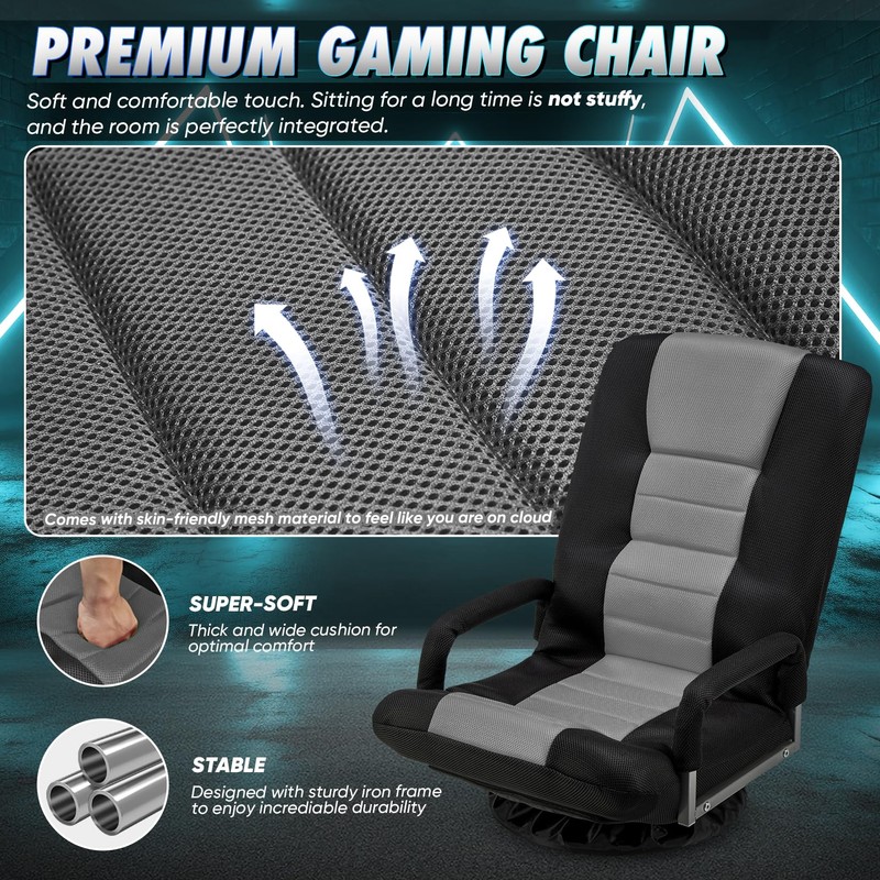 Avocahom 360° Swivel Chair 6 Adjustable Positions Backrest with Armrest