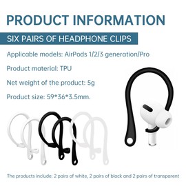 JEYORZY 6 Pairs Anti Lost Ear Hooks TPU Material Headphone Hooks Compatible with Most Bluetooth Headphones for Sports Running Training
