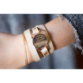Monogram Leather Wrap Bracelet