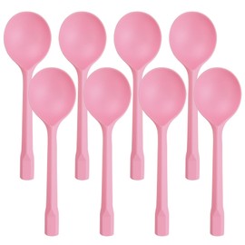 Pack of 100 Pink Extra-Heavy Weight Disposable Plastic Spoons Disposable Flatware Silverware for Soup Dessert Ice Cream Take Out Spoon