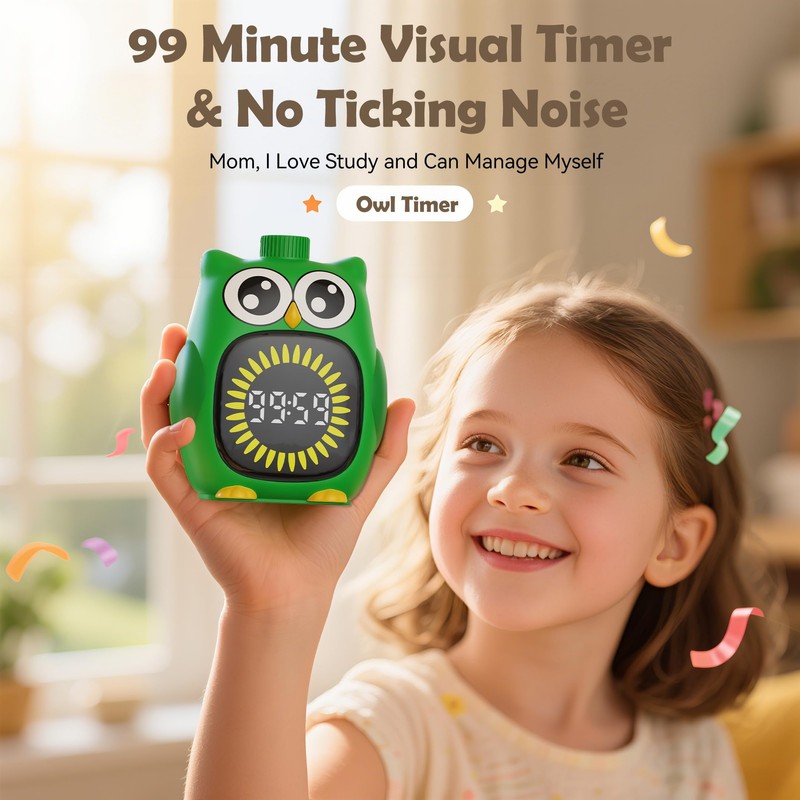 Doli Yearning Visual Timer for Kids, 99 Minute Cute Owl